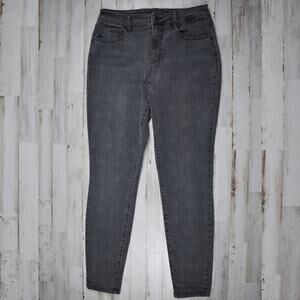 Maurices Large High Rise Skinny Jeans Gray Plaid Stretch Denim Punk Grunge Biker